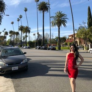 Red Velvet Midi Dress